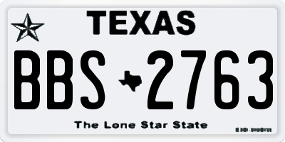TX license plate BBS2763