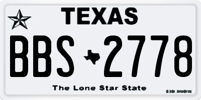 TX license plate BBS2778