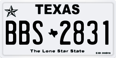 TX license plate BBS2831