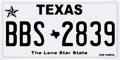 TX license plate BBS2839