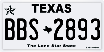 TX license plate BBS2893