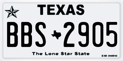 TX license plate BBS2905