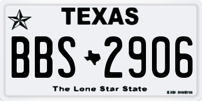 TX license plate BBS2906