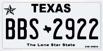 TX license plate BBS2922