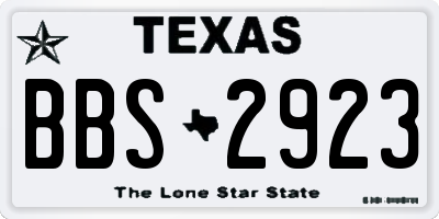 TX license plate BBS2923
