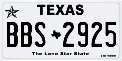 TX license plate BBS2925