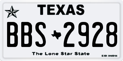 TX license plate BBS2928