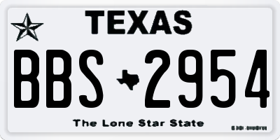 TX license plate BBS2954