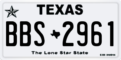TX license plate BBS2961