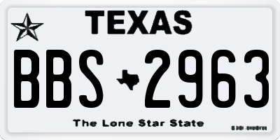 TX license plate BBS2963