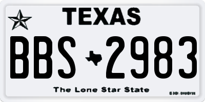 TX license plate BBS2983