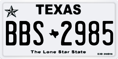 TX license plate BBS2985