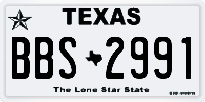 TX license plate BBS2991