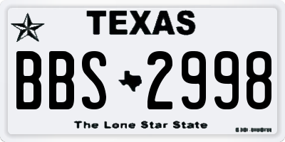 TX license plate BBS2998