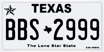 TX license plate BBS2999