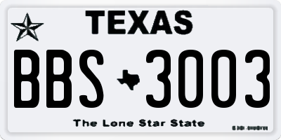 TX license plate BBS3003