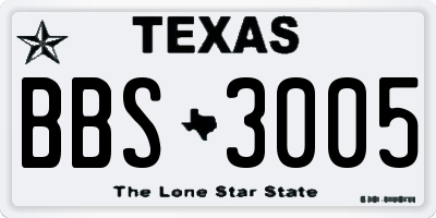 TX license plate BBS3005