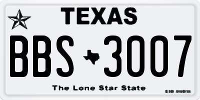 TX license plate BBS3007
