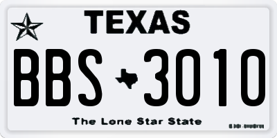 TX license plate BBS3010