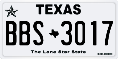 TX license plate BBS3017