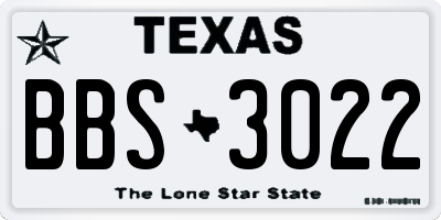 TX license plate BBS3022