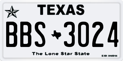 TX license plate BBS3024