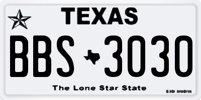 TX license plate BBS3030