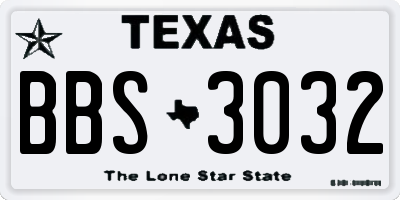 TX license plate BBS3032