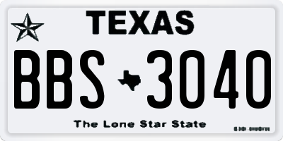 TX license plate BBS3040