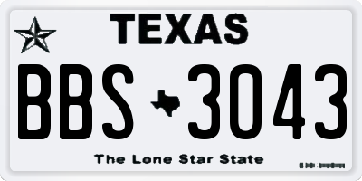 TX license plate BBS3043