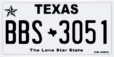 TX license plate BBS3051