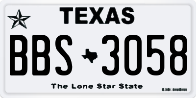 TX license plate BBS3058