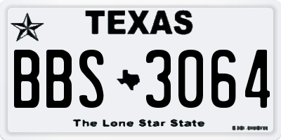 TX license plate BBS3064