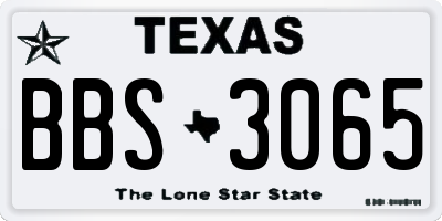 TX license plate BBS3065
