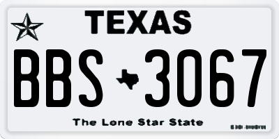 TX license plate BBS3067