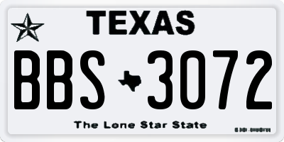 TX license plate BBS3072