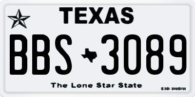 TX license plate BBS3089