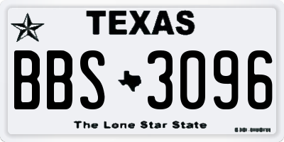 TX license plate BBS3096