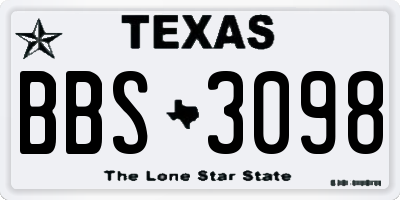 TX license plate BBS3098