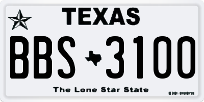 TX license plate BBS3100