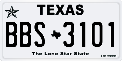 TX license plate BBS3101