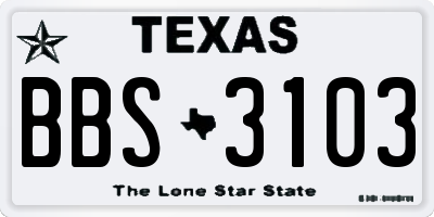 TX license plate BBS3103