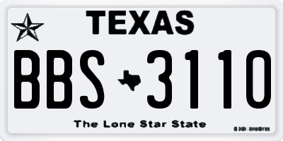 TX license plate BBS3110