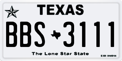 TX license plate BBS3111
