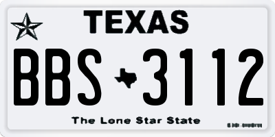 TX license plate BBS3112