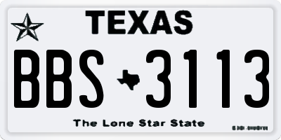 TX license plate BBS3113