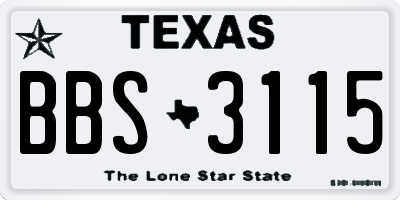 TX license plate BBS3115