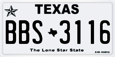 TX license plate BBS3116