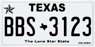 TX license plate BBS3123
