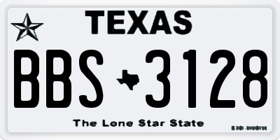 TX license plate BBS3128